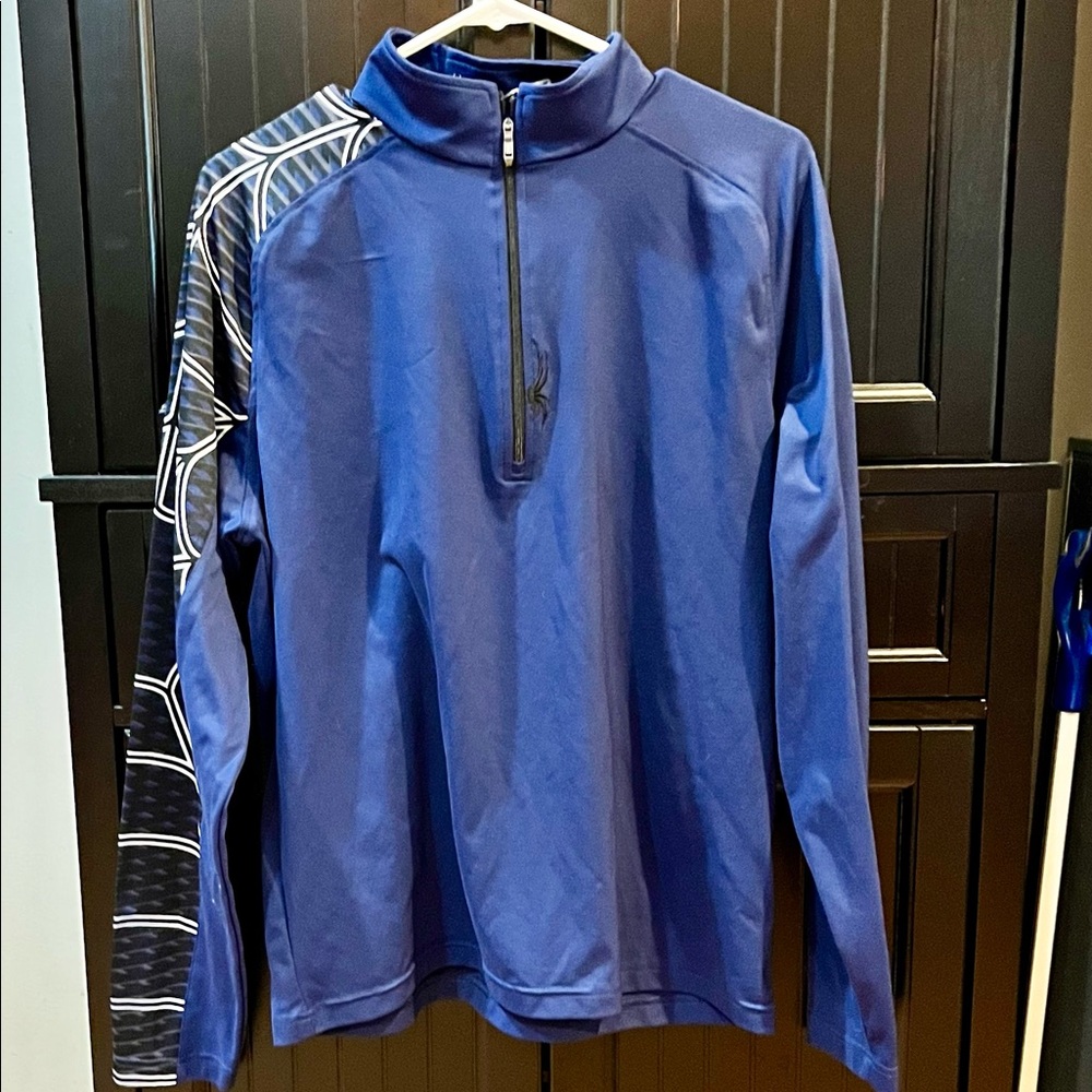 Men’s Spyder Quarter Zip Pullover, Medium, Blue/Black